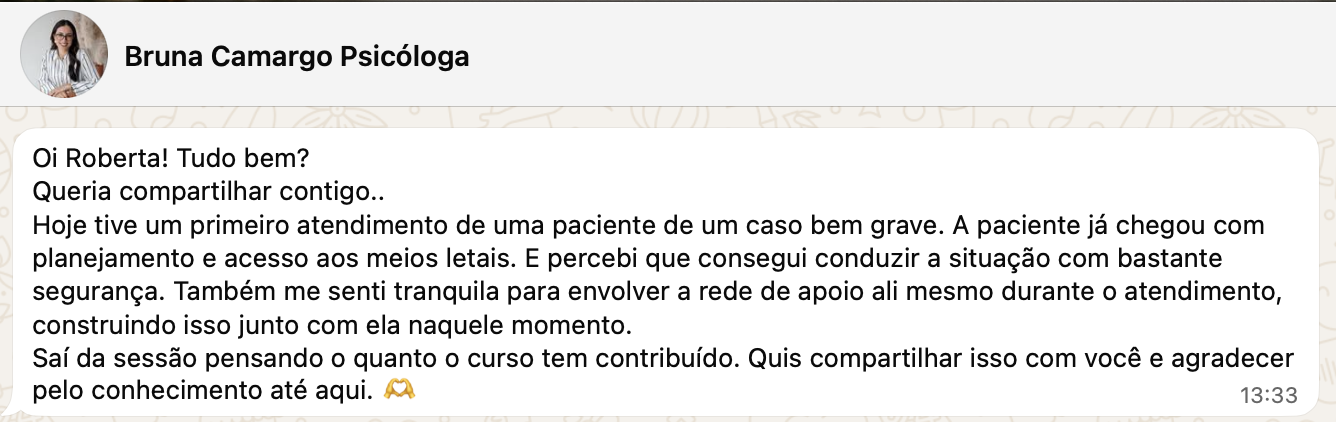 Depoimento de Bruna Camargo, psicóloga